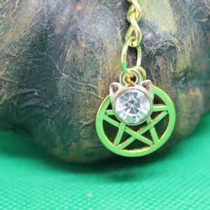 Kitty Cat Pentacle Keychain Charm Zipper Pull Witch